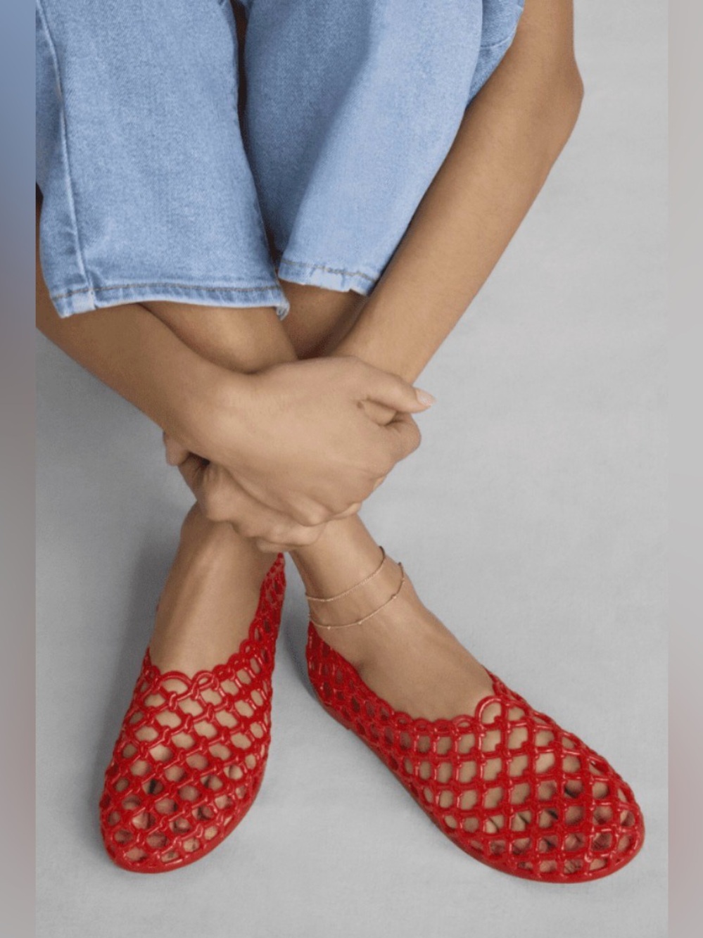 Red Jelly Slip-On Flats